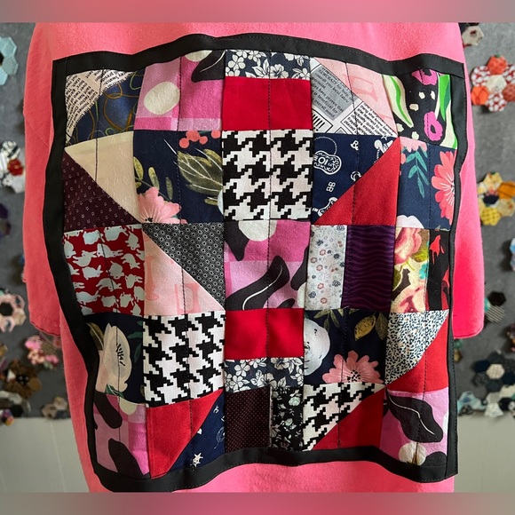 Neon Pink Bright Patchwork Crop Tee - Picture 10 of 16